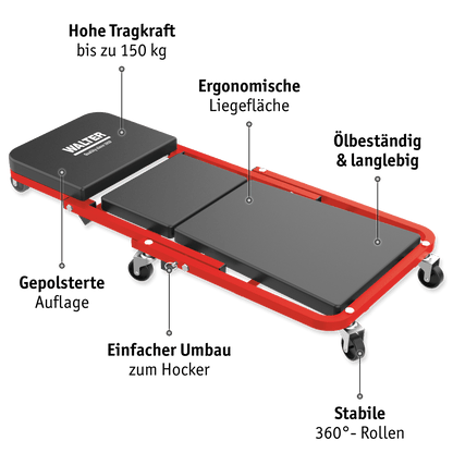 WALTER Montage-Rollbrett und Werkstatthocker 2-in-1