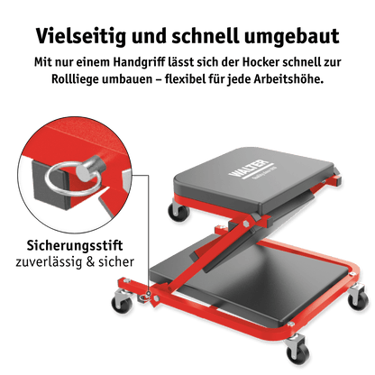WALTER Montage-Rollbrett und Werkstatthocker 2-in-1