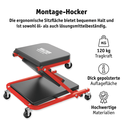 WALTER Montage-Rollbrett und Werkstatthocker 2-in-1