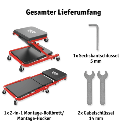 WALTER Montage-Rollbrett und Werkstatthocker 2-in-1