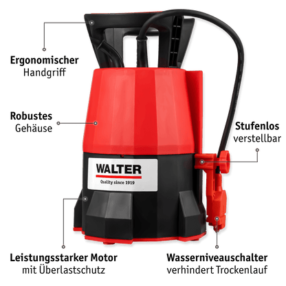 WALTER Klarwasser Tauchpumpe "extra flach" 400 W