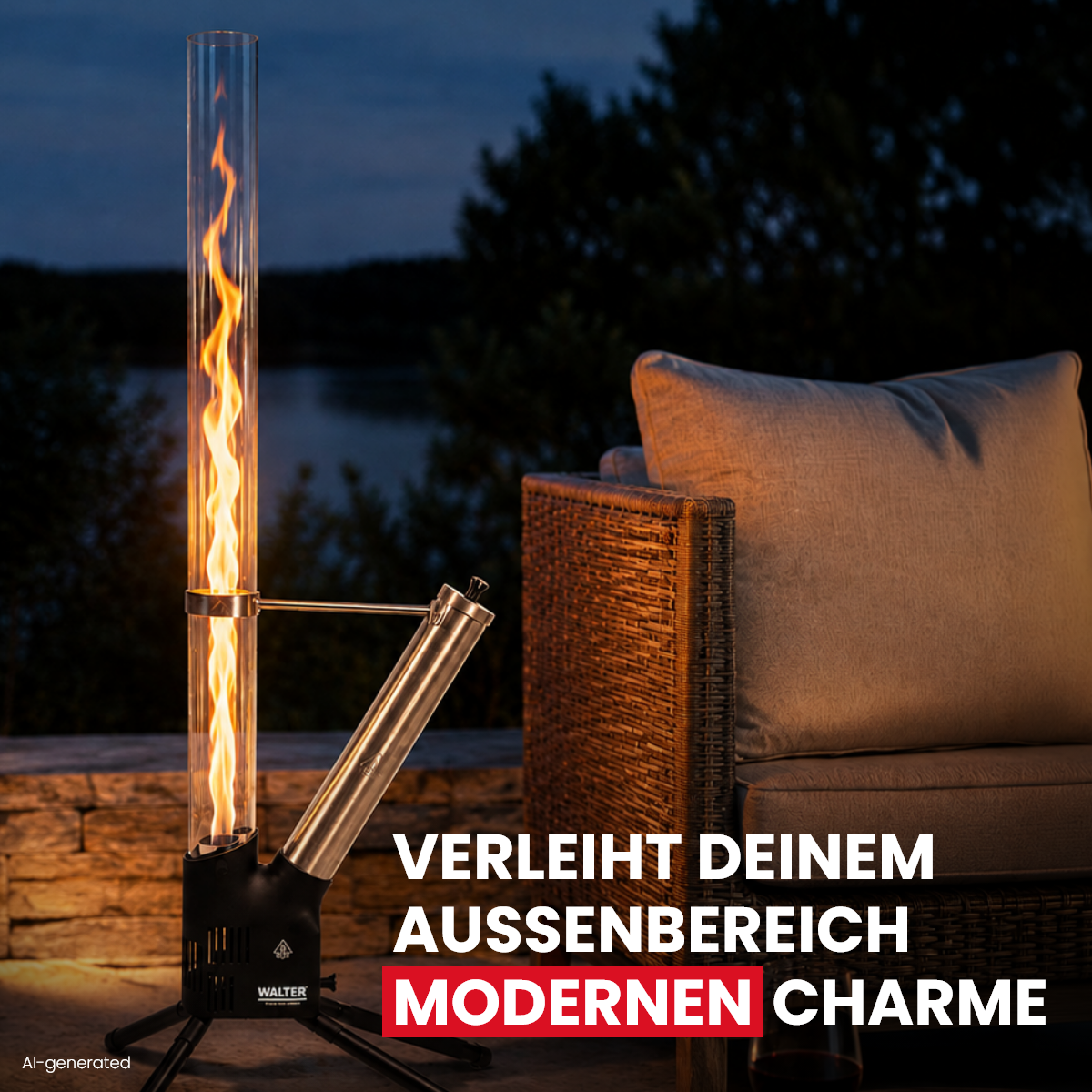 Feuerrohr mit Asche-Schublade