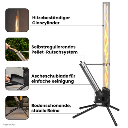 Feuerrohr mit Asche-Schublade