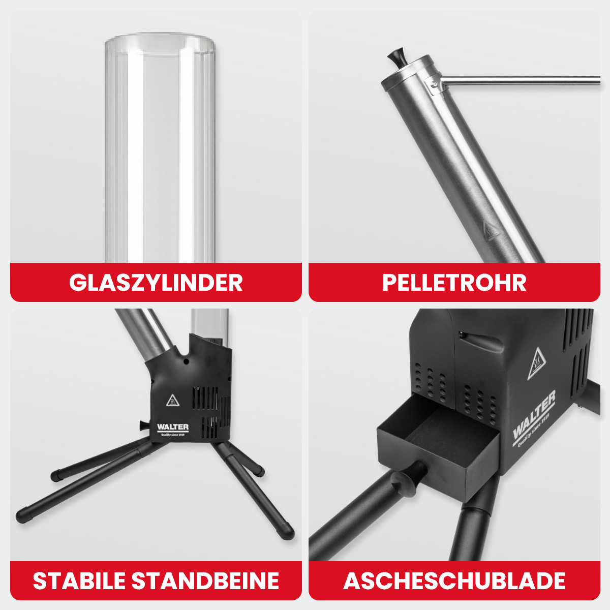 Feuerrohr mit Asche-Schublade