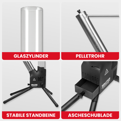 Feuerrohr mit Asche-Schublade