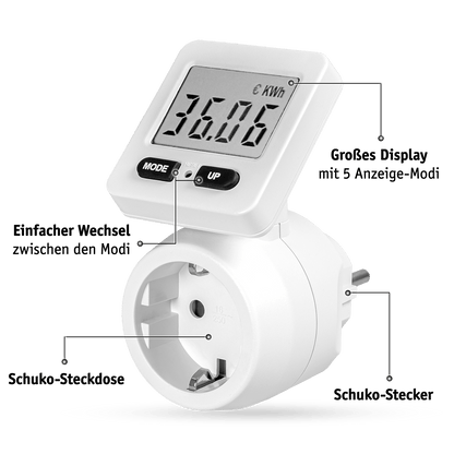 WALTER Steckdosenadapter mit Stromzähler