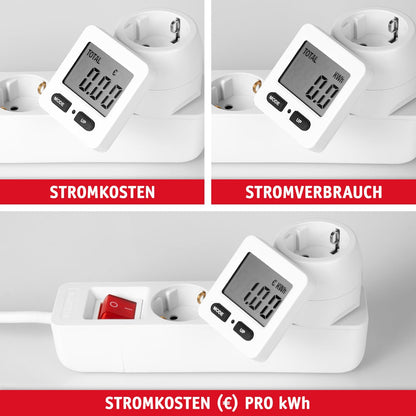WALTER Steckdosenadapter mit Stromzähler