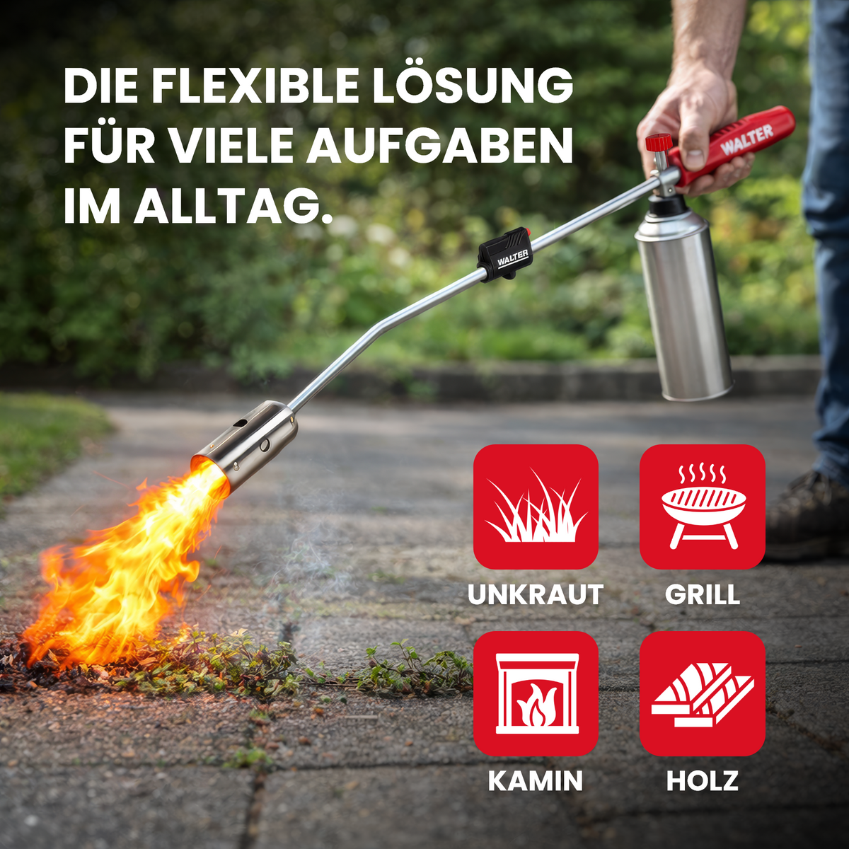 Unkrautbrenner inkl. 4x Butan Gaskartuschen