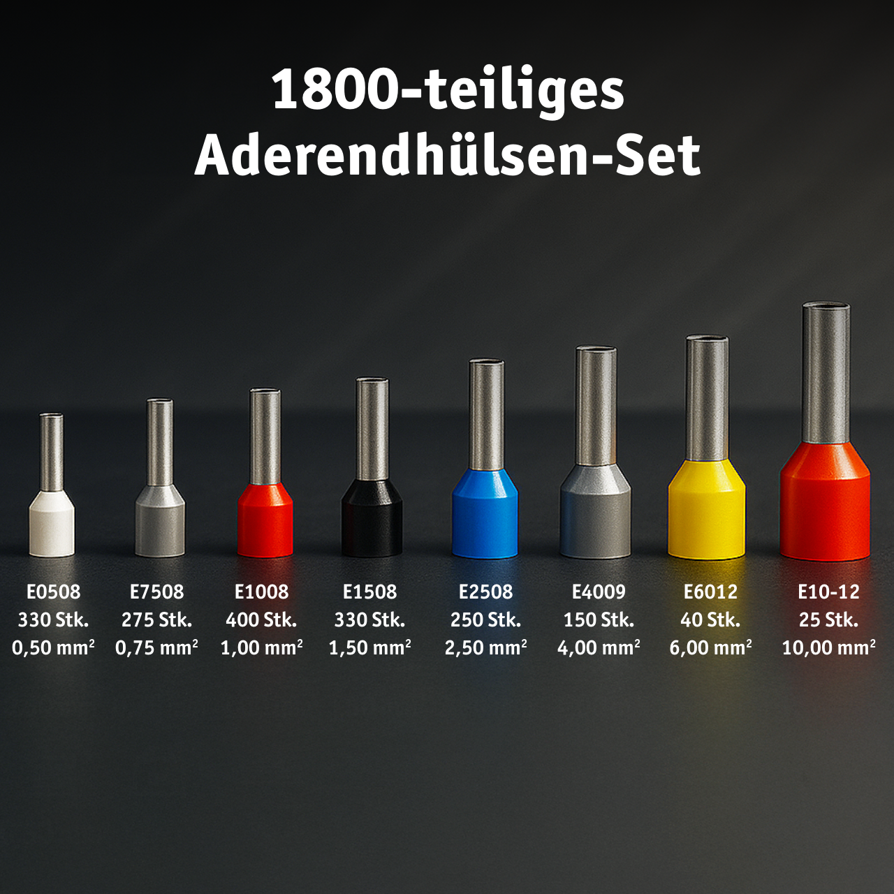 Crimpzange mit 1800-tlg. Aderendhülsen-Set