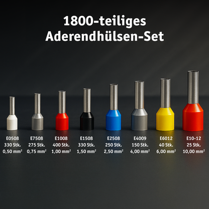 Crimpzange mit 1800-tlg. Aderendhülsen-Set
