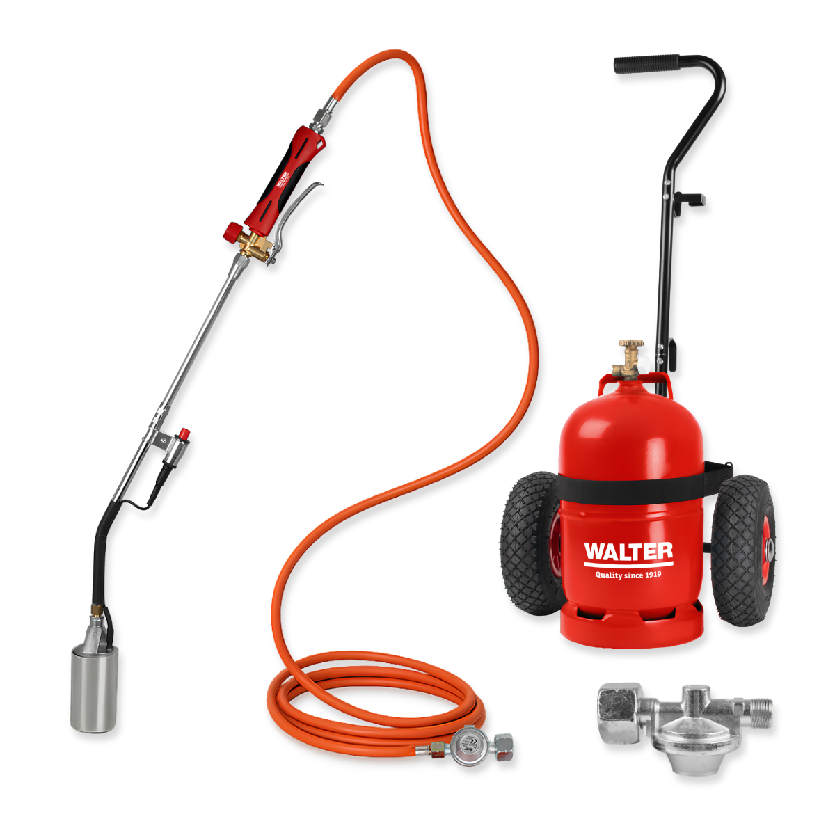 Anwärmbrenner inkl. Gasflaschen-Wagen, 5m Schlauch und Regler