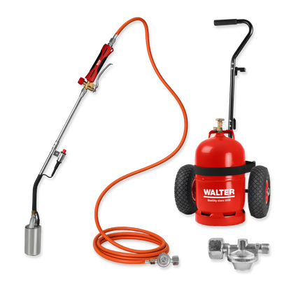 Anwärmbrenner inkl. Gasflaschen-Wagen, 5m Schlauch und Regler