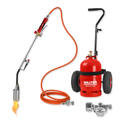 Anwärmbrenner inkl. Gasflaschen-Wagen, 5m Schlauch und Regler