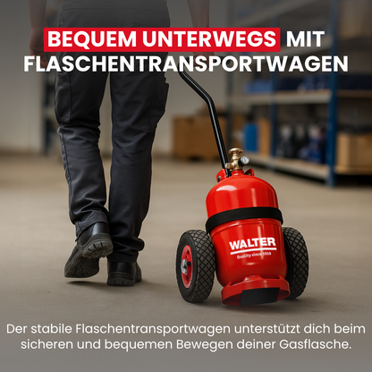 Anwärmbrenner inkl. Gasflaschen-Wagen, 5m Schlauch und Regler