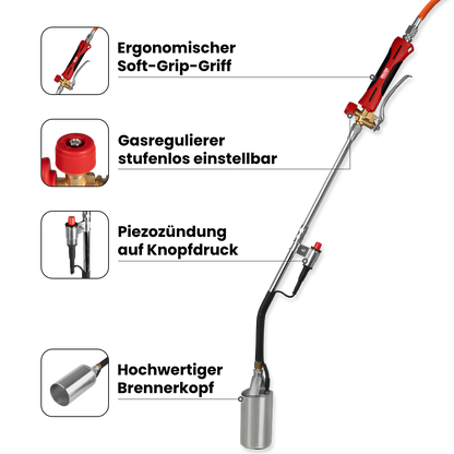 Anwärmbrenner inkl. Gasflaschen-Wagen, 5m Schlauch und Regler