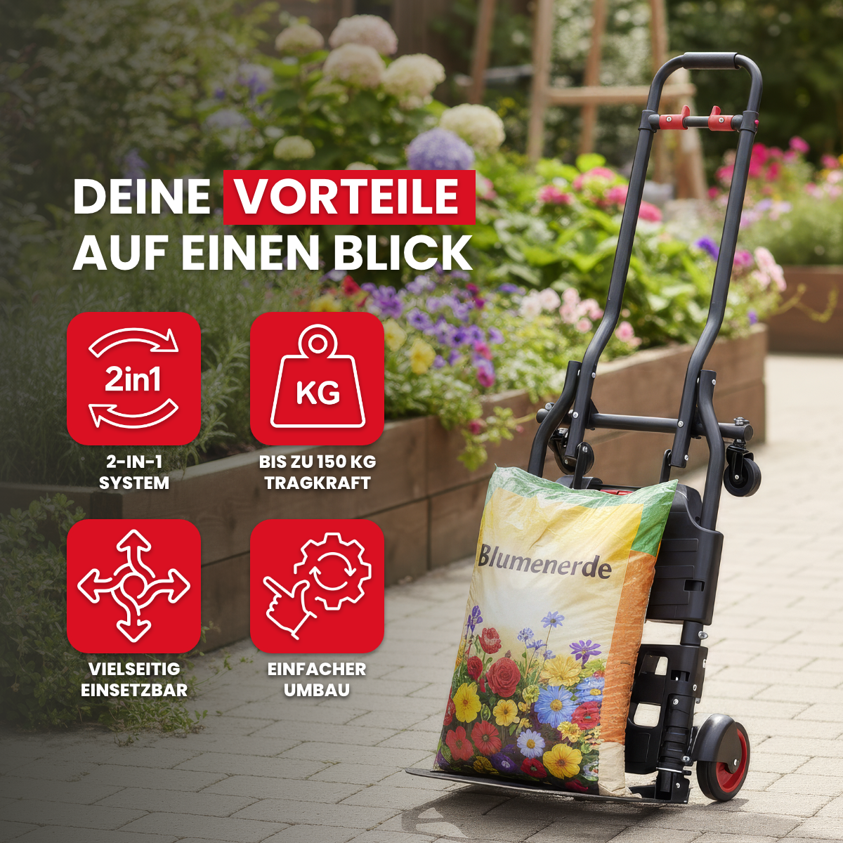 2-in-1 Transportwagen und -karre, inkl. elastischer Fixierbänder