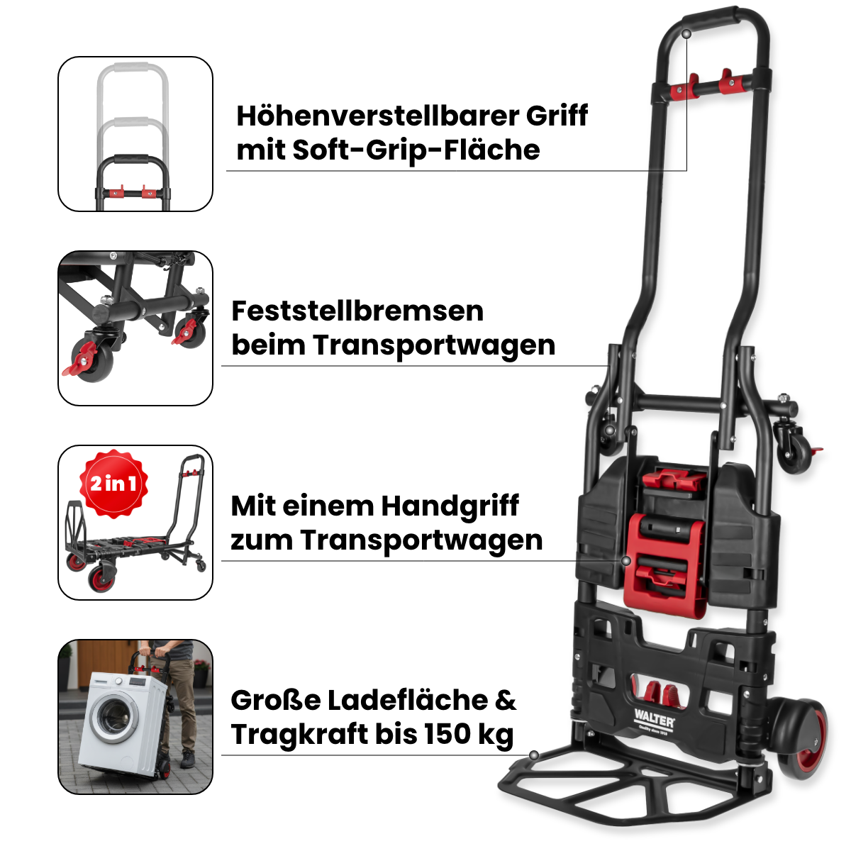 2-in-1 Transportwagen und -karre, inkl. elastischer Fixierbänder