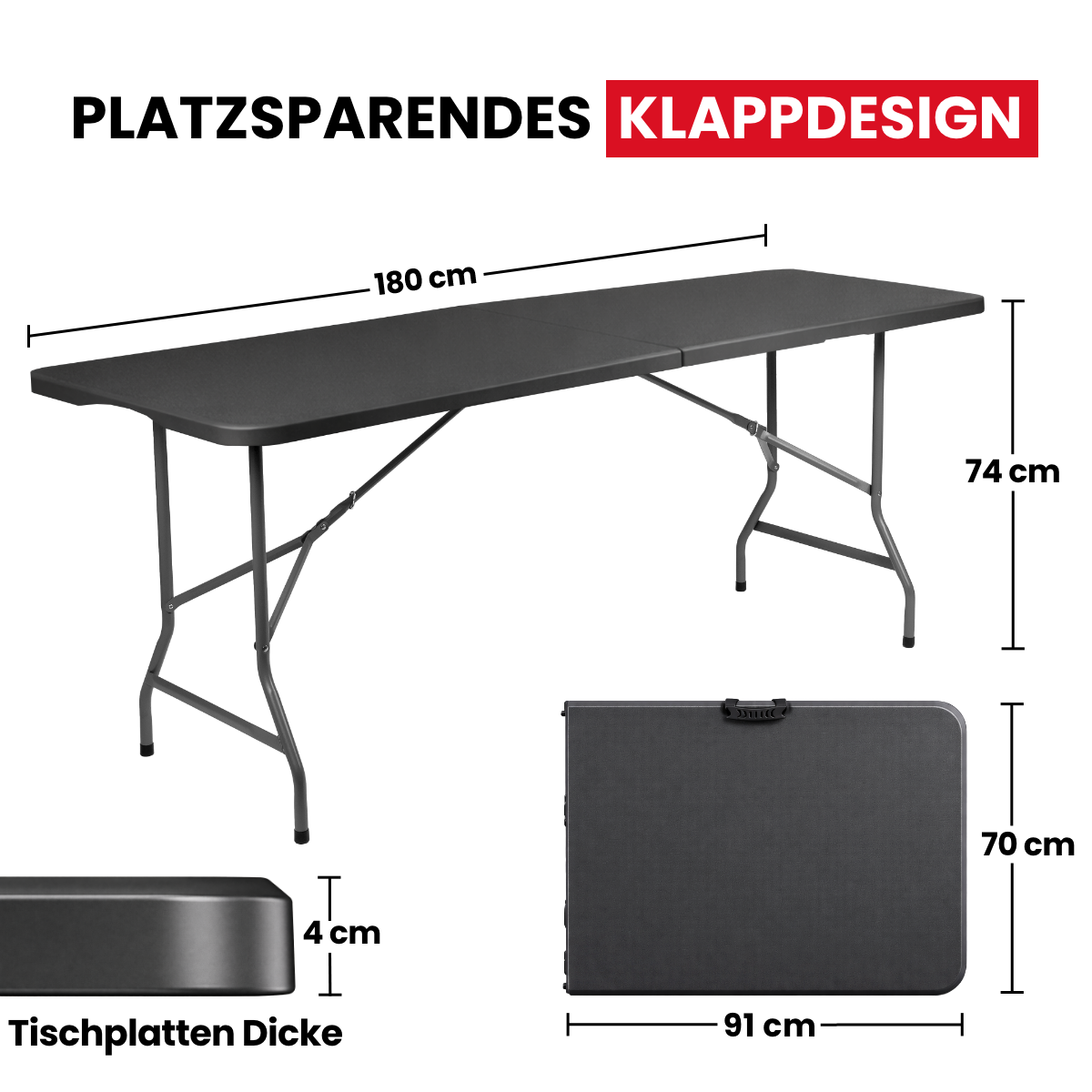 Folding table made of plastic