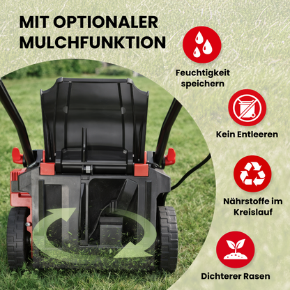 Battery-powered lawnmower with mulching function and 2 batteries