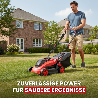 Battery-powered lawnmower with mulching function and 2 batteries