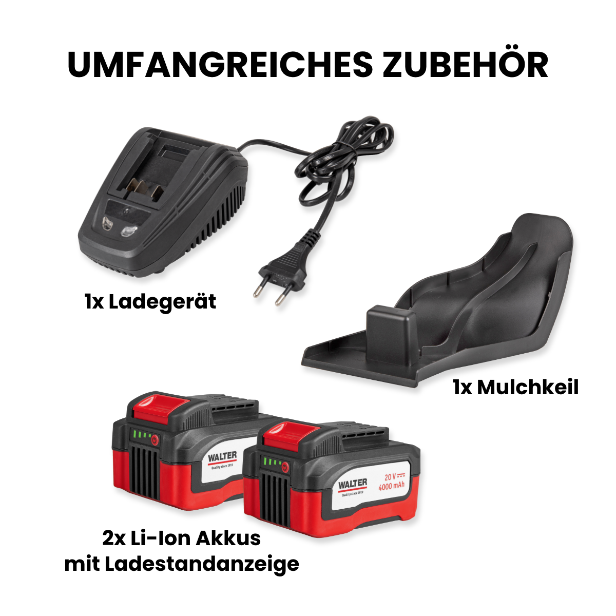 Battery-powered lawnmower with mulching function and 2 batteries