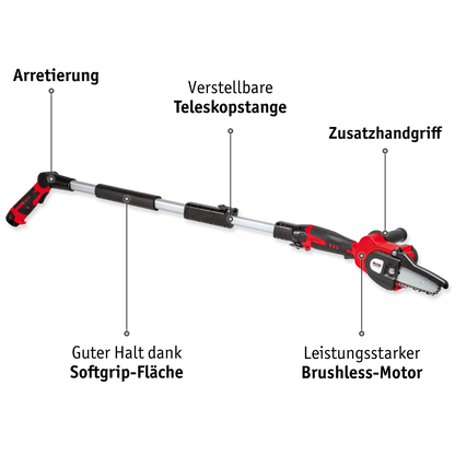 Li-Ion-Akku Hochentaster Kettensäge 12 V mit 2 Akkus