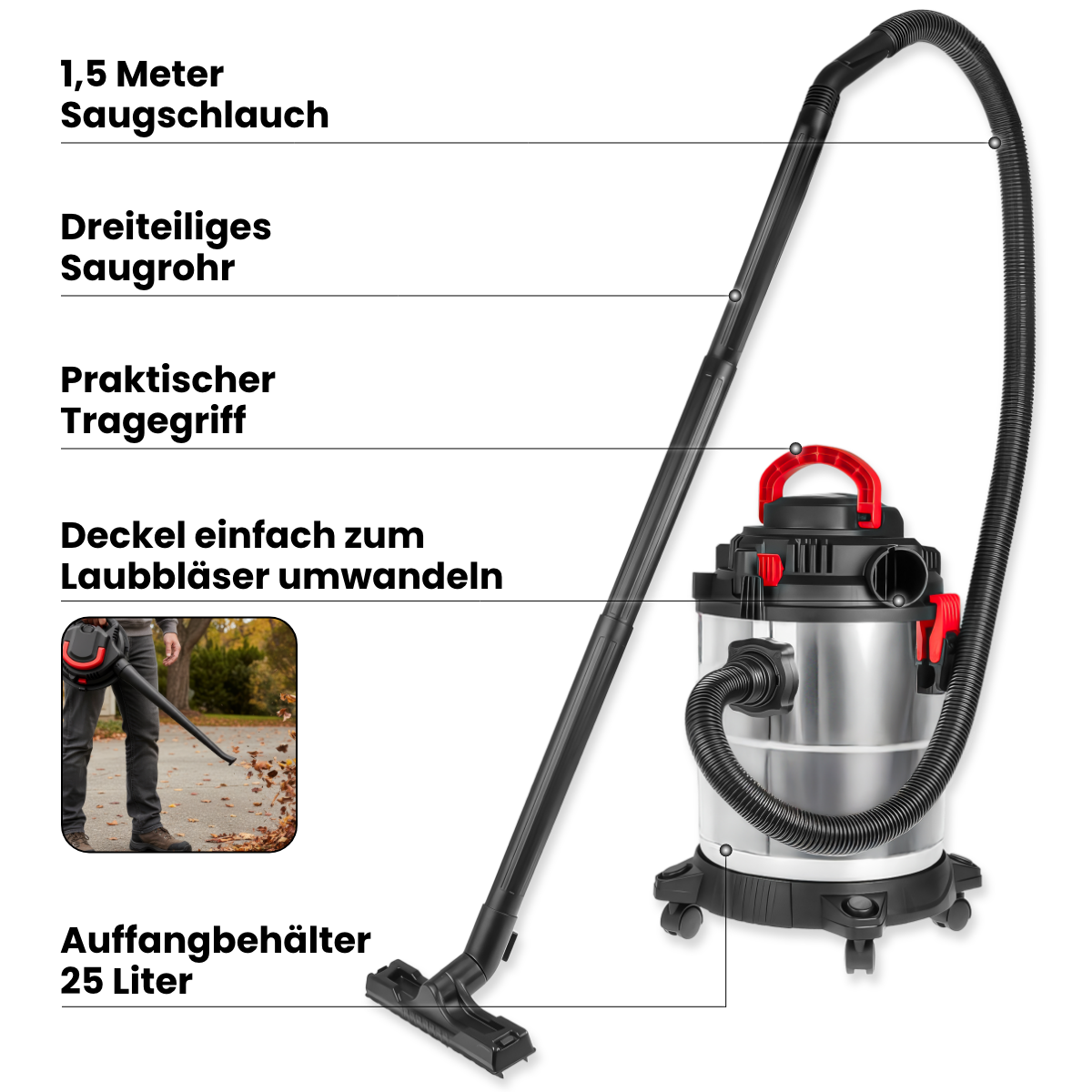 Nass-/Trockensauger und Bläser 1200 W