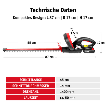 WALTER Akku-Heckenschere 20 V