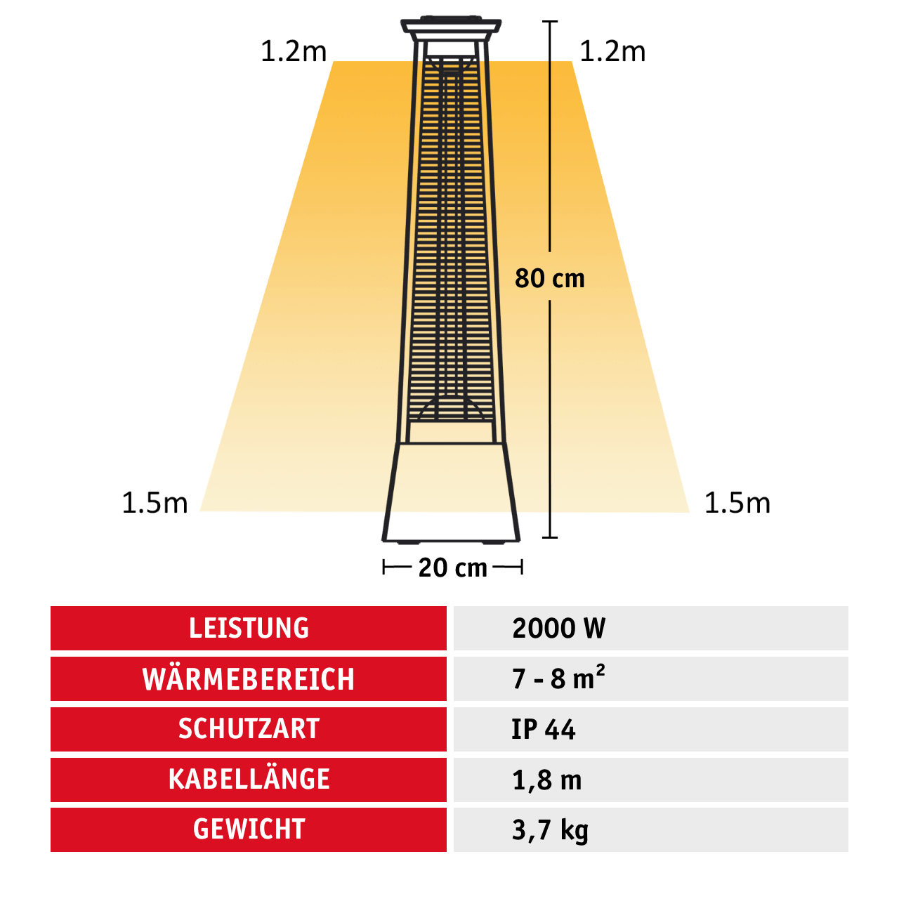 WALTER Infrarot-Standheizstrahler Terrasse