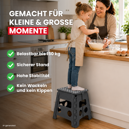 Klappbarer Tritthocker grau