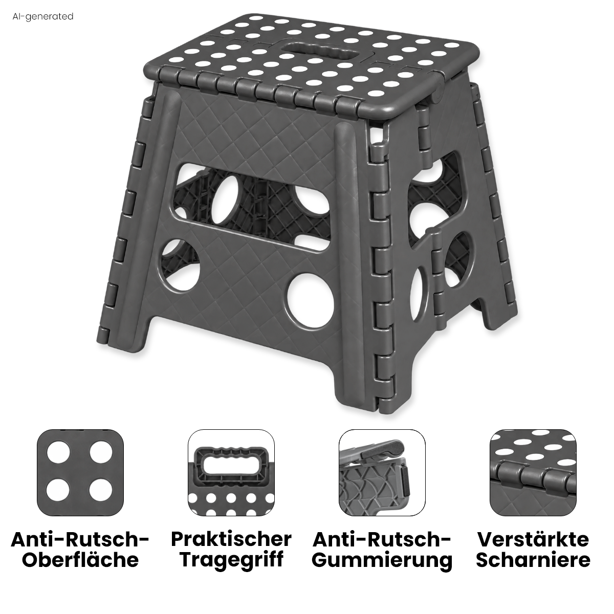 Klappbarer Tritthocker grau