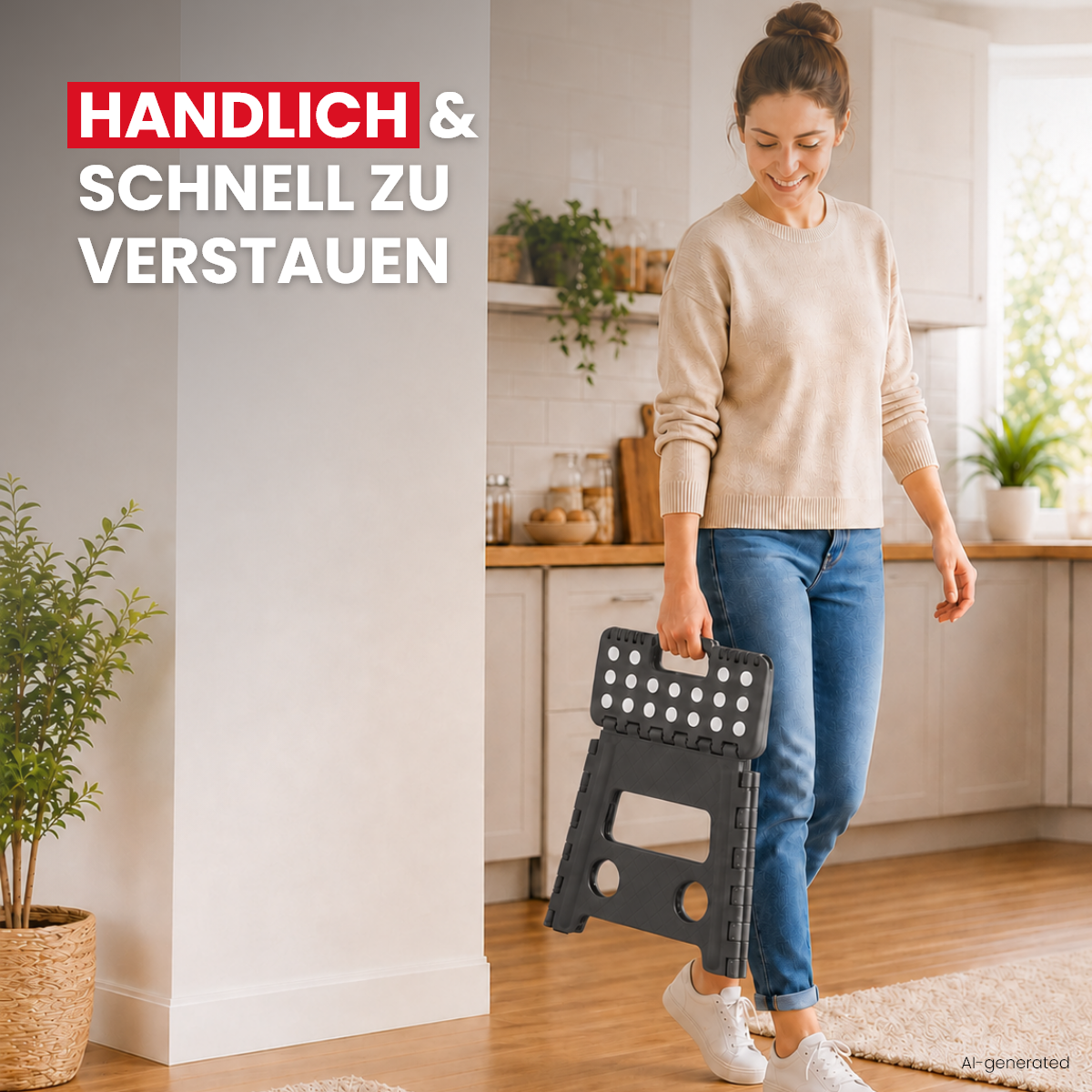 Klappbarer Tritthocker grau