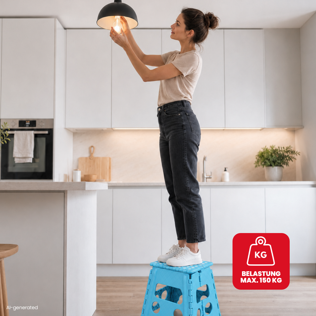 Klappbarer Tritthocker blau