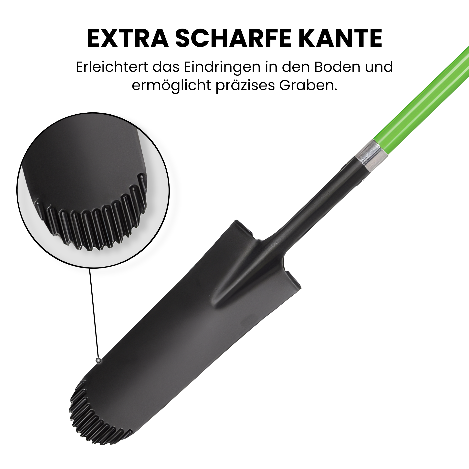 Drainage spade with fiberglass handle