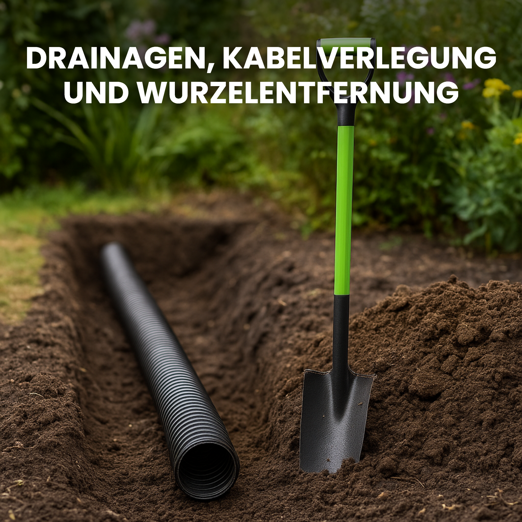 Drainage spade with fiberglass handle