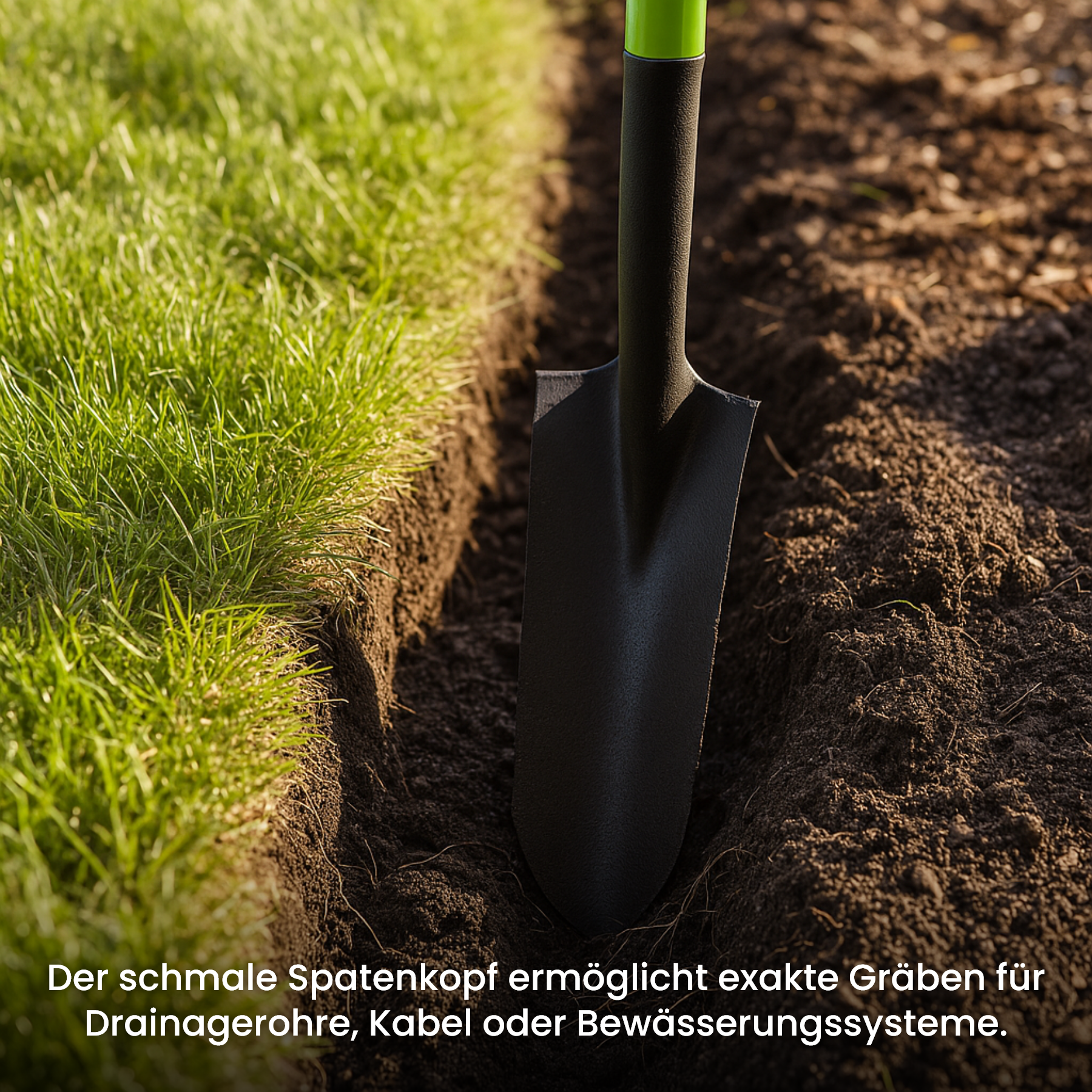 Drainage spade with fiberglass handle