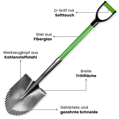 Combination spade made of carbon steel