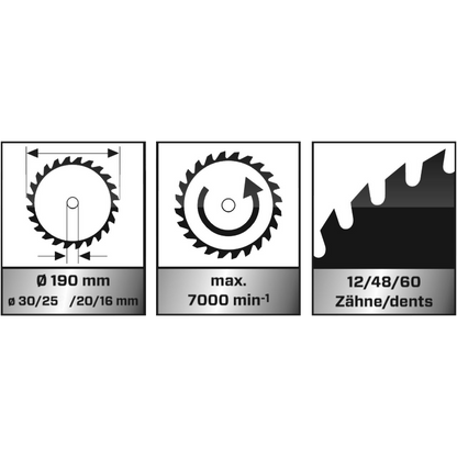 HW saw blades 3-piece 190 mm