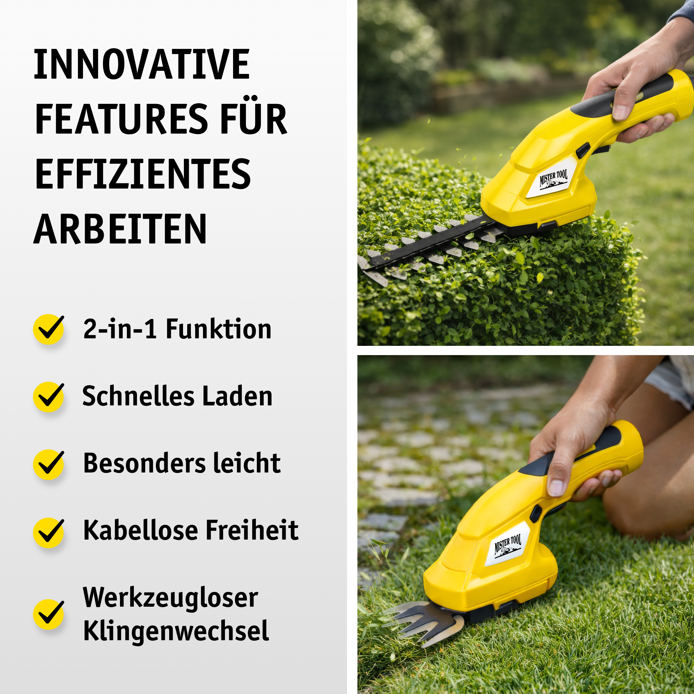 Akku Gras- & Strauchschere 2-in-1